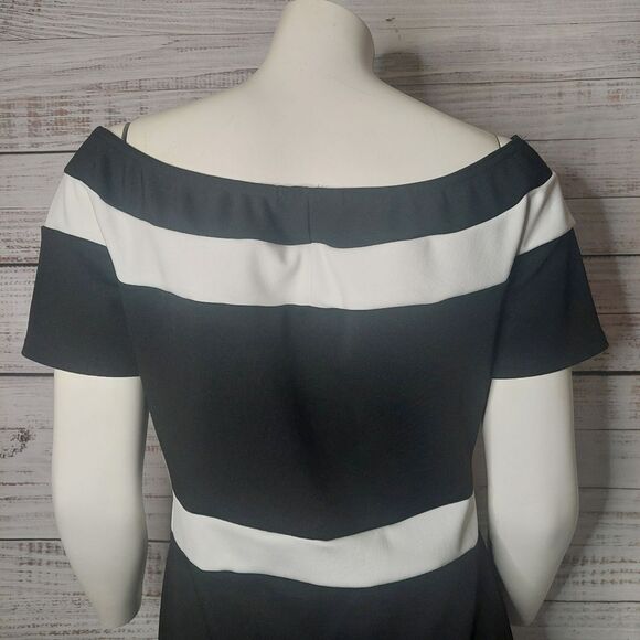 Suzy Shier Black and White Dress with Bateau Neckline - Picture 9 of 12